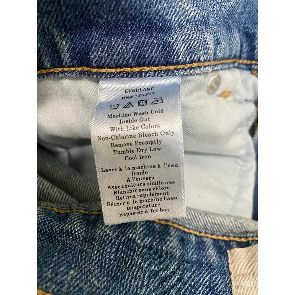 Everlane Wide Leg Jeans Womens 28R Cropped Raw Hem Blue Denim High Rise - Picture 9 of 13